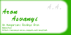 aron asvanyi business card